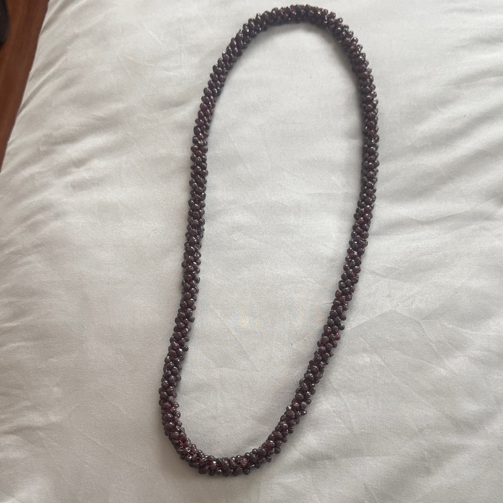 Beaded Garnet-Tone Long Necklace